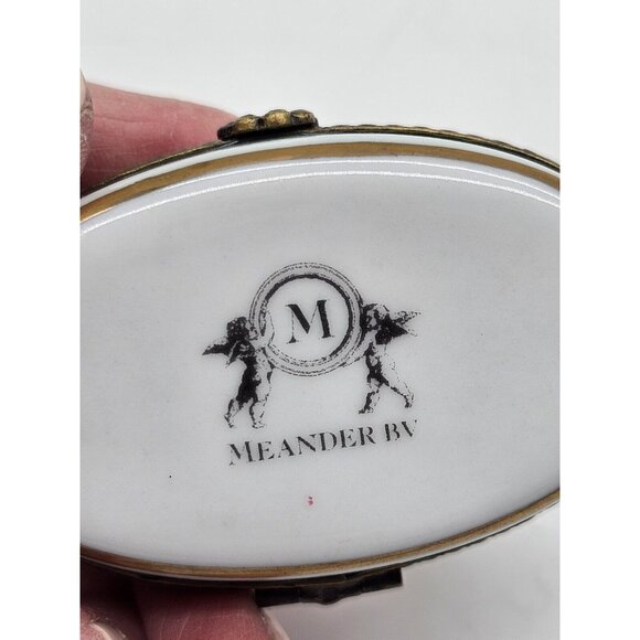 Meander BV Dutch Porcelain Trinket Boxes With Pink Roses Boho Vintage - Picture 4 of 11